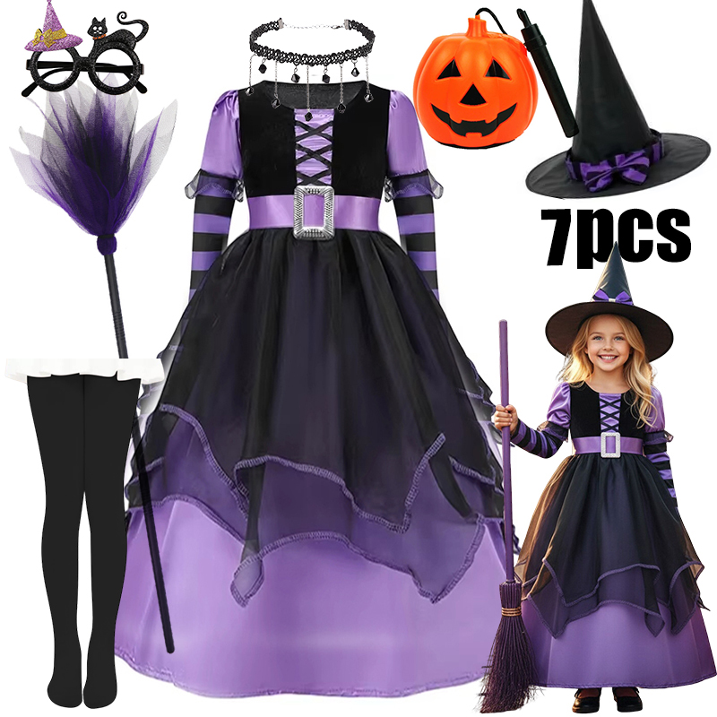 Baby Q Clothing - Disfraz de Bruja Morada para Niñas,